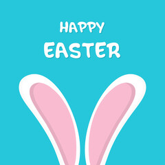 Happy easter card with rabbit ears. Easter bunny. Concept of a card with wishes. Easter Day