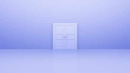 Door Opening to the brilliant Future, way to Heaven and Success. 3D illustration.