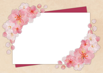 レトロな桜の背景素材　金色　ソメイヨシノ　押絵　押花　和柄　和風イメージ　花見