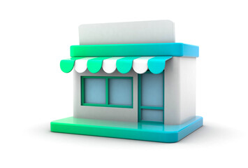 Little shop. Store building. isolated on white background. 3d render