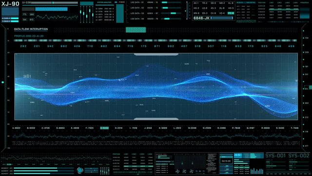 HUD Intelligent Futuristic GUI Cyber Technology 4K Motion. Fluid Flexible Form Digital Infographic Screen Template.