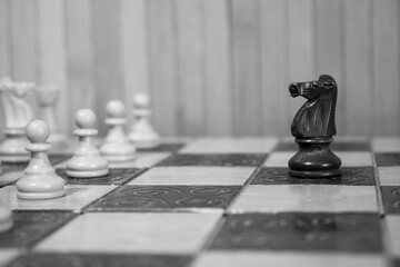 Scacchi fotografati su una scacchiera