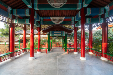 Red attic of ancient Chinese Architecture