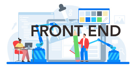 Front end typographic header. Website interface design improvement.