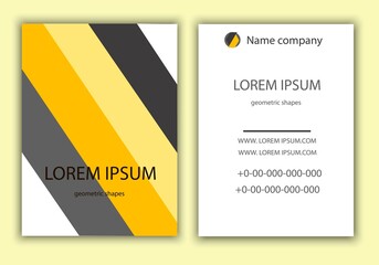 Naklejka premium Business card template on both sides. White background, vertical position. Modern, design, contacts, phone number, email, company logo. Vector illustration. 