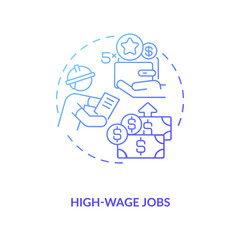 High-wage works concept icon. Hydropower workforce to growing idea thin line illustration. Solar panel installer. Renewable-energy sector. Vector isolated outline RGB color drawing
