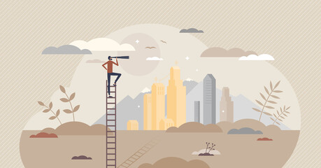 Business opportunity searching and looking in future tiny person concept © VectorMine