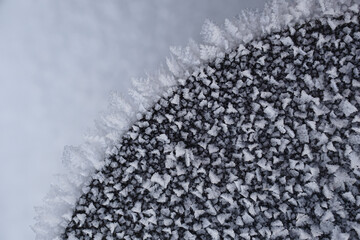 Newly  ice  Crystal  on wooden Background