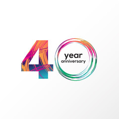 Year Anniversary Vector Template Design Illustration Rainbow Elegant White Background