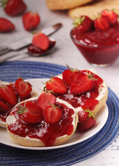 Wheat sandwiches with strawberry marmalade	
