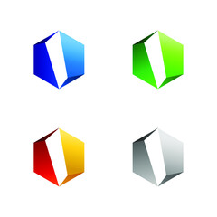 Set of colorful modern icon design logo elements. Geometric