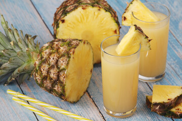 Two glasses with pineapple juice