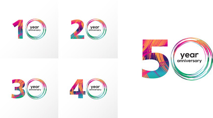 Year Anniversary Vector Template Design Illustration Rainbow Elegant White Background