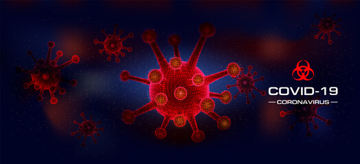 CORONAVIRUS COVID-19 Image Scattering Transparent Virus cause Infection, Epidemics and Pandemic, China pathogen, Wuhan Virus, Deadly Disease, Severe Pneumonia,  Dangerous Virus, Blue Black Background