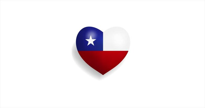 Heart beating with Chile flag. 3D Seamless Animation. Loopable animation of rendered heart on white background. For mailing, greeting card, web site, shop…