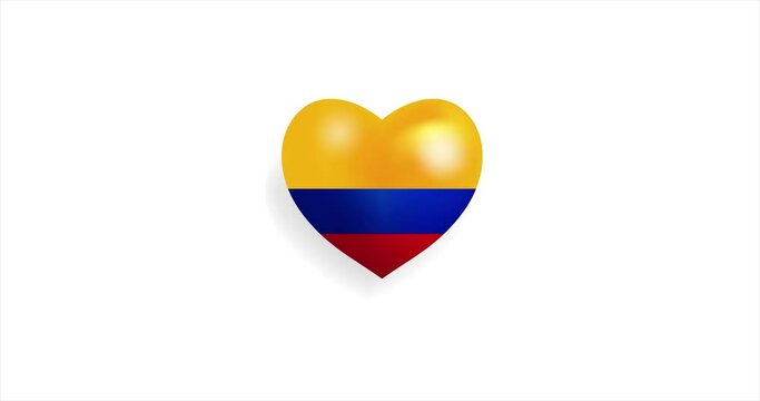 Heart beating with Colombia Rica flag. 3D Seamless Animation. Loopable animation of rendered heart on white background. For mailing, greeting card, web site, shop…