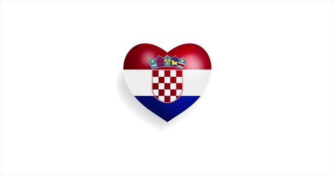 Heart beating with Croatia flag. 3D Seamless Animation. Loopable animation of rendered heart on white background. For mailing, greeting card, web site, shop&hellip;