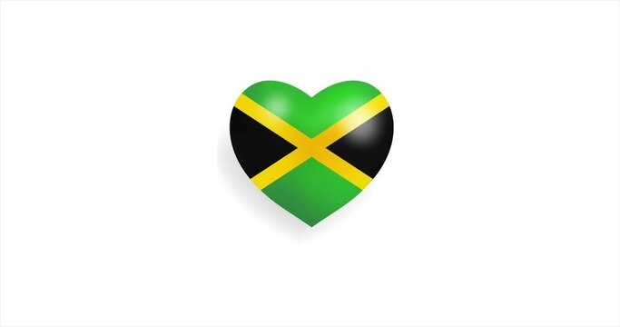 Heart beating with Jamaica flag. 3D Seamless Animation. Loopable animation of rendered heart on white background. For mailing, greeting card, web site, shop…