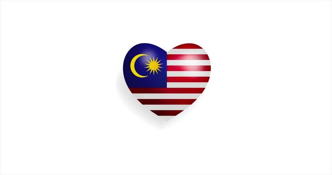 Heart beating with Malaysia flag. 3D Seamless Animation. Loopable animation of rendered heart on white background. For mailing, greeting card, web site, shop…