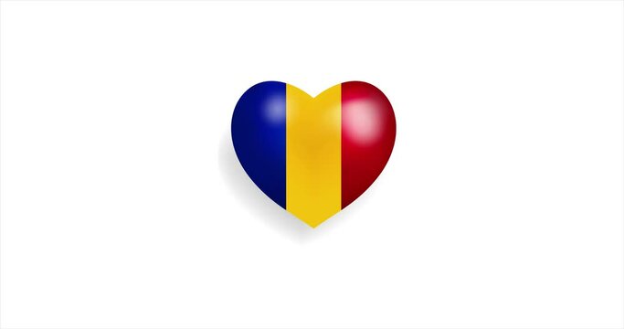 Heart beating with Romania flag. 3D Seamless Animation. Loopable animation of rendered heart on white background. For mailing, greeting card, web site, shop&hellip;