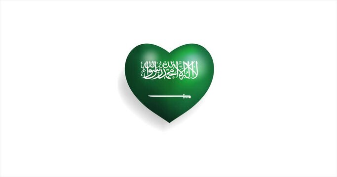 Heart beating with Saudi Arabia flag. 3D Seamless Animation. Loopable animation of rendered heart on white background. For mailing, greeting card, web site, shop&hellip;