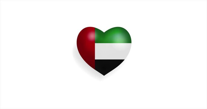 Heart beating with United Arab Emirates flag. 3D Seamless Animation. Loopable animation of rendered heart on white background. For mailing, greeting card, web site, shop&hellip;