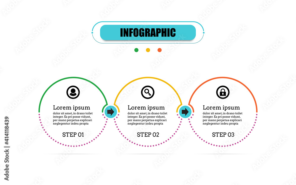 Fototapete circle timeline 3 points banner elements and numbers. presentation business infographic template wit