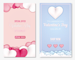 set of advertising banners/posters/ stories for Valentine's day/ February 14
