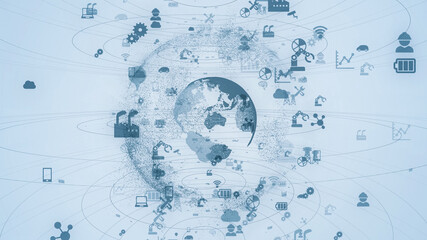 Global communication network concept. Worldwide business. Industrial technology.
