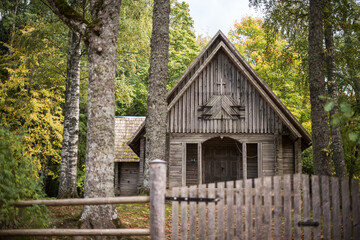 Fototapeta na wymiar Wooden church in Usma, Latvia