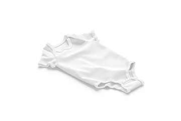 Blank white half sleeve baby bodysuit mockup lying, isolated