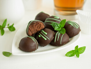 Mint-flavored truffle chocolates