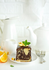 Chocolate orange muffin. Homemade baking. Selective focus.