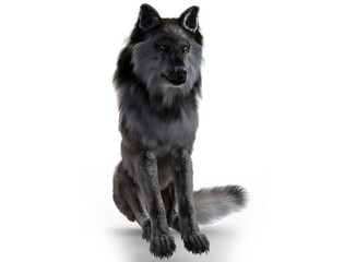 Grey wolf render with white background