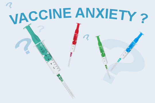 vaccine anxiety sign with many syringes
