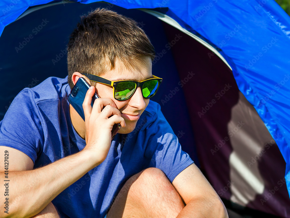 Canvas Prints young man with a phone