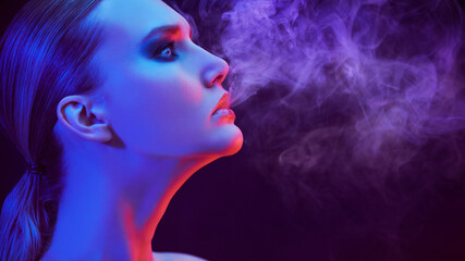art portrait of girl with smoke