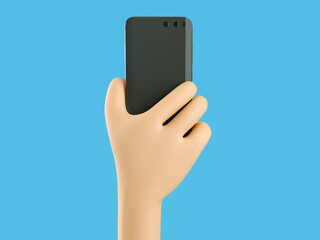 Phone in hand. Phone takes a photo. Mockup. 3d rendering. 3d illustration. 3d hand - 414128240