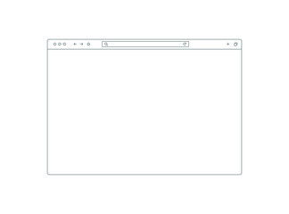 Browser mockup outline for website. Empty browser window in line style. Vector illustration isolated on white background. Webpage user interface, desktop internet page concept. EPS 10