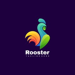 colorful rooster logo illustration vector template