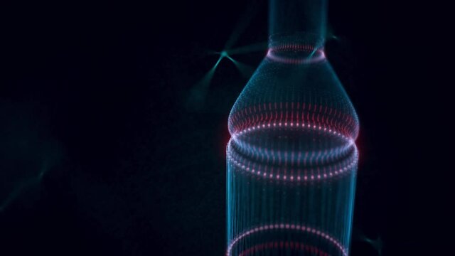 Unbranded oil additive Bottle hologram Close up 4k. High quality 4k footage