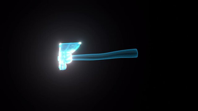 small hand axe hologram 4k. High quality 4k footage