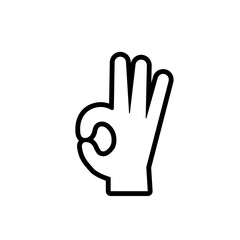 Obraz premium Hand counting zero line icon. Clipart image isolated on white background