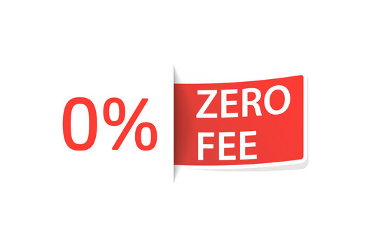 Zero percent zero fee tag icon. Clipart image isolated on white background