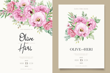 Elegant soft floral wedding invitation card template