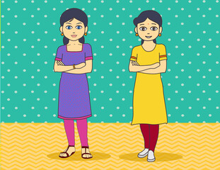 Obraz premium Indian two girls with smiley expressions.