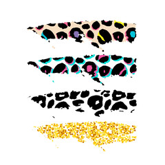 stroke wild print leopard skin and black stroke background © 1emonkey