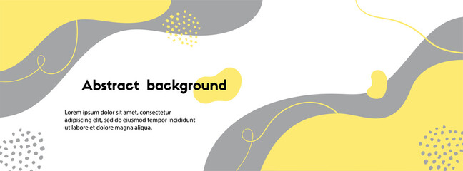 Trendy yellow gray abstract background. Minimal hand drawn vector banner template for facebook, social media, web sites