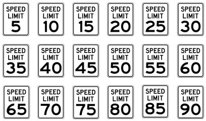 Speed limit signs - obrazy, fototapety, plakaty