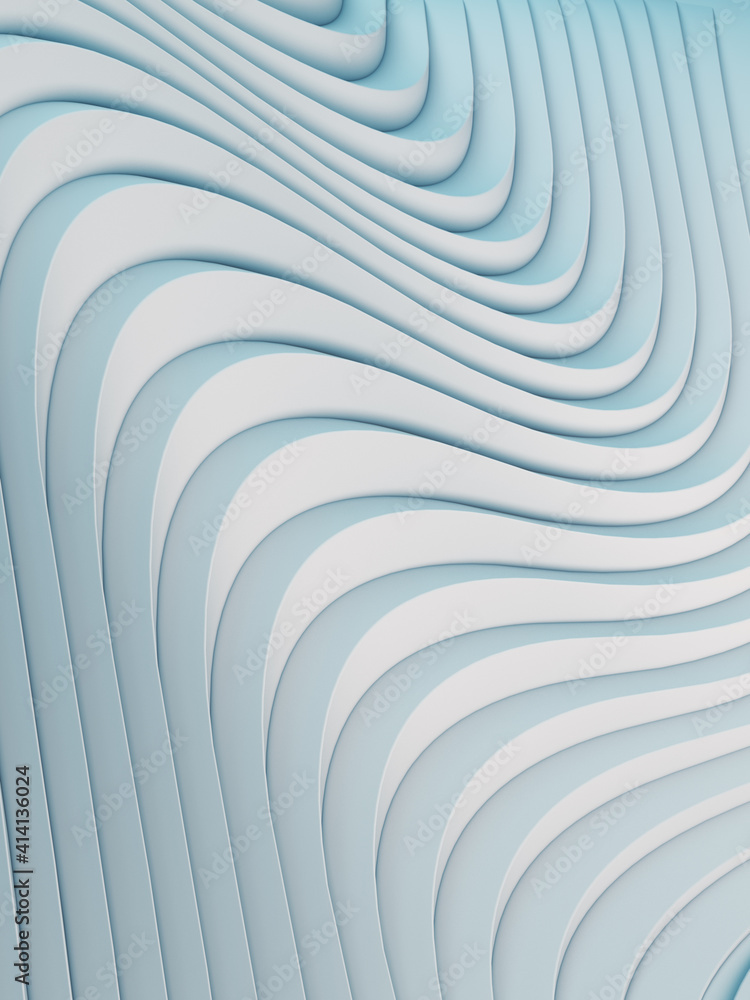 Poster Abstract white waves and lines pattern. Futuristic background. 3d rendering